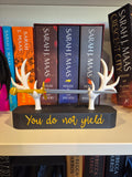 “You Do Not Yield” Antler Bookend | Fantasy Bookshelf Decor