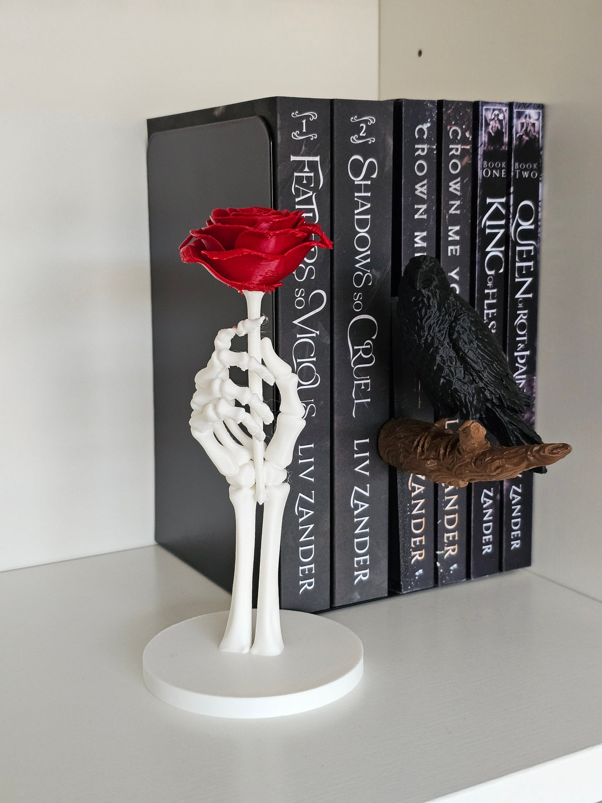 Skeleton Hand & Rose Figurine