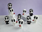 Gothic Grim Reaper Figurine & Skeleton with Rose | 3D Printed Halloween Bookshelf Decor image 2