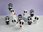Gothic Grim Reaper Figurine & Skeleton with Rose | 3D Printed Halloween Bookshelf Decor image 3