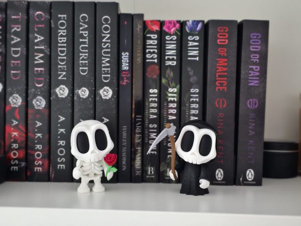Grim Reaper Figurine or Skeleton with Rose – 3D Printed Bookshelf Décor - Image 2