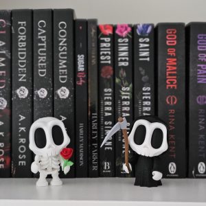 Grim Reaper Figurine or Skeleton with Rose – 3D Printed Bookshelf Décor